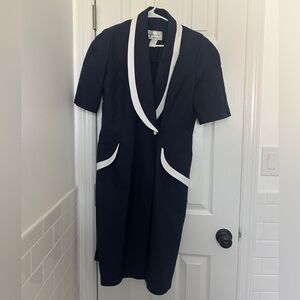 Vintage Jackie + Eric by Mary Ann Carpenter Navy Contrast Trim Dress